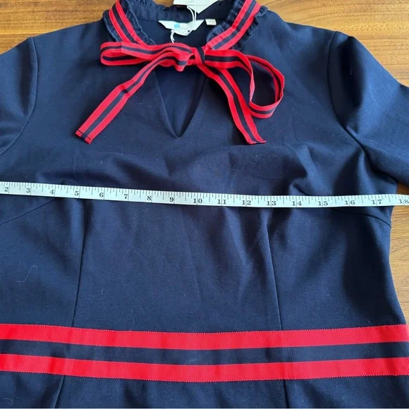NWT Boden Annette Ponte Navy & Red Dress w 3/4 Sleeves Sz 10 US Dress like Kate! - Picture 7 of 15